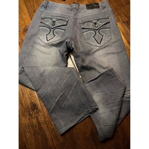 Raw Blue Premium RB Clothing Mens Grey Wash Straight Leg Jeans 34x32 Y2K